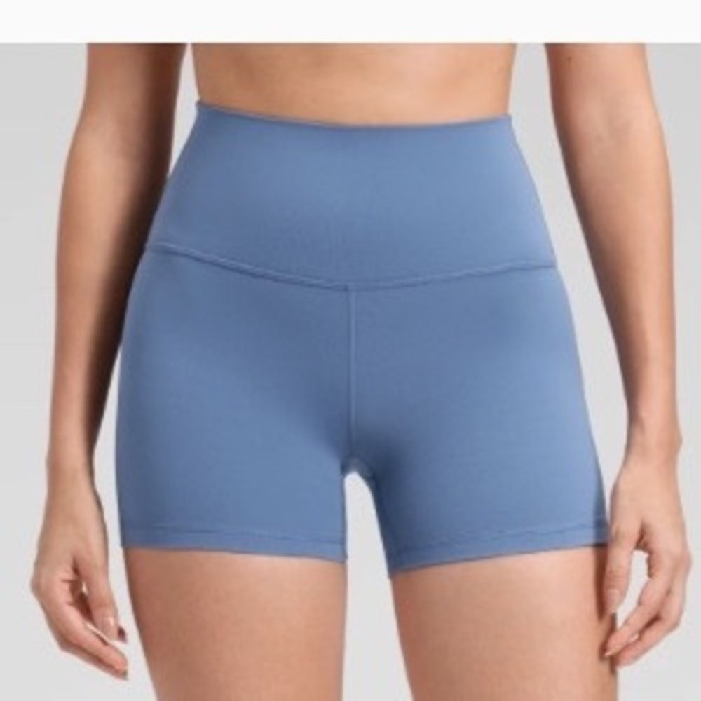 CRZYOGA Butterluxe Yoga Shorts 4'' Women Medium Washed Denim New With‎ Tags